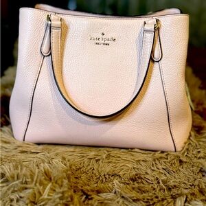 kate ♠️ spade Medium Jackson Smoke Rose Leather Satchel Triple Compartme…